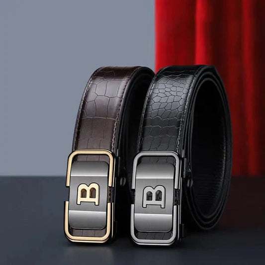 Men's Premium Leather Automatic Buckle Belt | Buy 1 Get 1 Free | Black & Brown | @ Just Rs. 599
